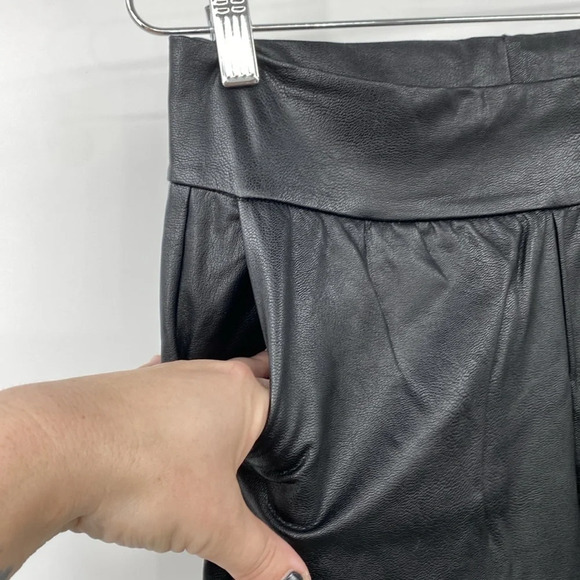 Commando Jogger Pants Womens Sz Small Black Faux Leather Loose Tapered High Rise - Picture 5 of 11